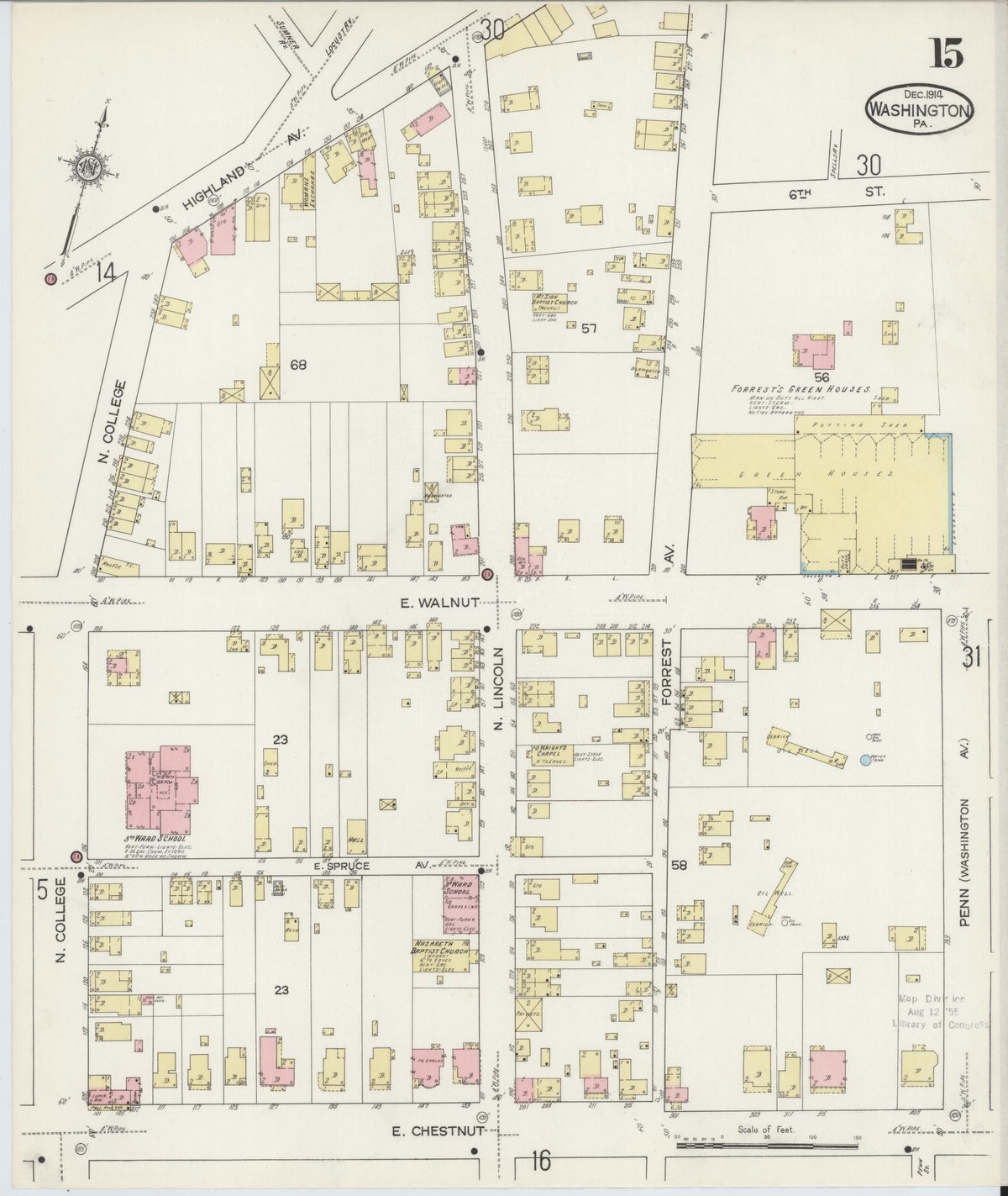 Sanborn Fire Insurance Map from Washington, Washington County, Pennsylvania (1914), Sheet #0015 - Complete Map Set gallery image, historic Sanborn map, vintage wall art, Pennsylvania Pennsylvania