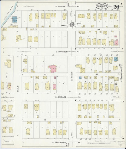Sanborn Fire Insurance Map from Kankakee, Kankakee County, Illinois (1914), Sheet #0020 - Historic Sanborn Fire Insurance Map Print, vintage old map wall art, antique decor, genealogy gift, Illinois Illinois map