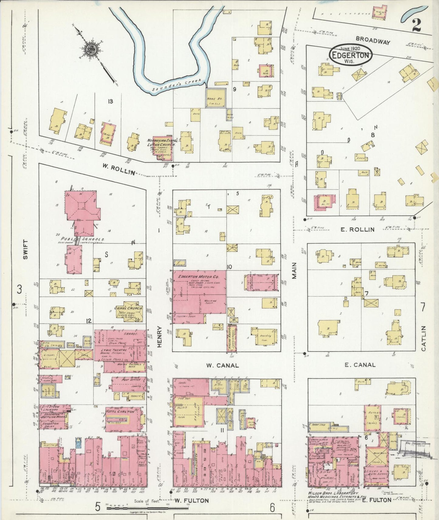 Sanborn Fire Insurance Map from Edgerton, Rock County, Wisconsin (1920), Sheet #0002 - Complete Map Set gallery image, historic Sanborn map, vintage wall art, Wisconsin Wisconsin