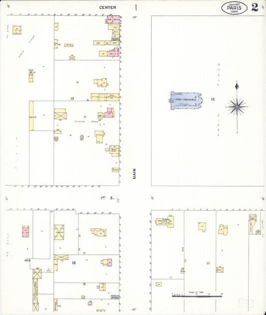 Sanborn Fire Insurance Map from Paris, Bear Lake County, Idaho (1907), Sheet #0002 - Historic Sanborn Fire Insurance Map Print, vintage old map wall art, antique decor, genealogy gift, Idaho Idaho map