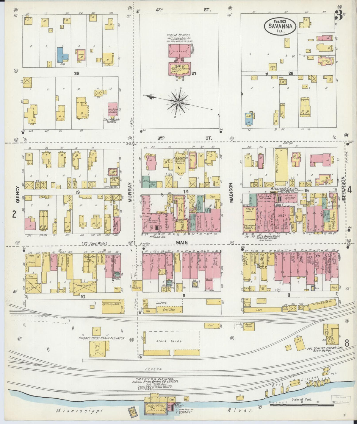 Sanborn Fire Insurance Map from Savanna, Carroll County, Illinois (1903), Sheet #0003 - Complete Map Set gallery image, historic Sanborn map, vintage wall art, Illinois Illinois