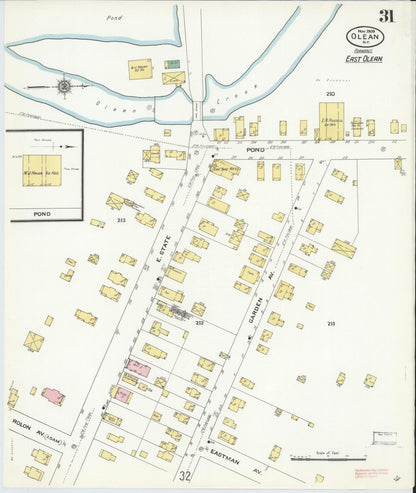 Sanborn Fire Insurance Map from Olean, Cattaraugus County, New York (1909), Sheet #0031 - Complete Map Set gallery image, historic Sanborn map, vintage wall art, New York New York
