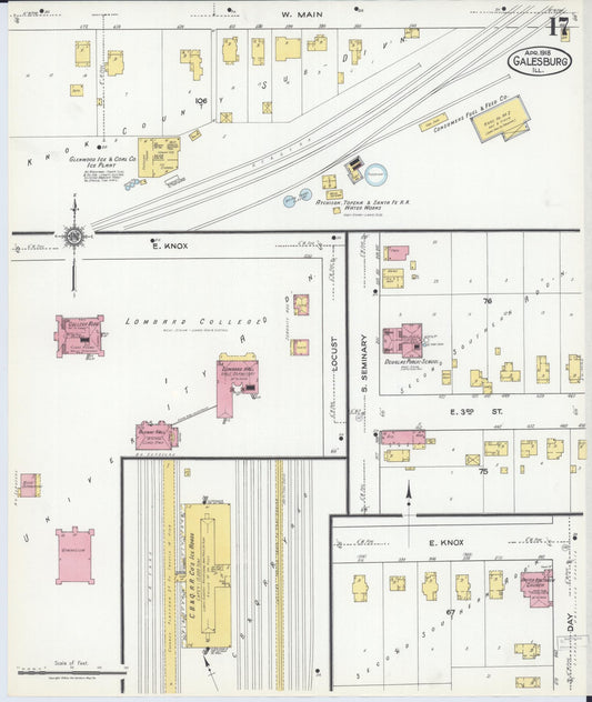 Sanborn Fire Insurance Map from Galesburg, Knox County, Illinois (1918), Sheet #0017 - Historic Sanborn Fire Insurance Map Print, vintage old map wall art, antique decor, genealogy gift, Illinois Illinois map