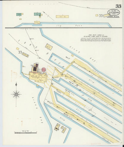 Sanborn Fire Insurance Map from Escanaba, Delta County, Michigan (1906), Sheet #0033 - Complete Map Set gallery image, historic Sanborn map, vintage wall art, Michigan Michigan