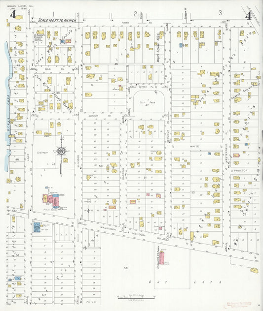 Sanborn Fire Insurance Map from Grays Lake, Lake County, Illinois (1934), Sheet #0004 - Historic Sanborn Fire Insurance Map Print, vintage old map wall art, antique decor, genealogy gift, Illinois Illinois map