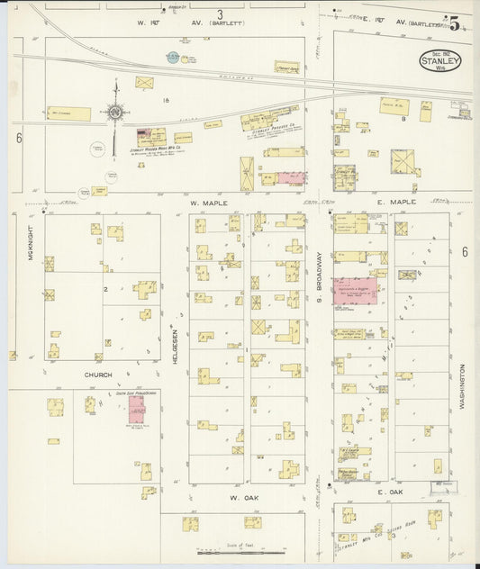 Sanborn Fire Insurance Map from Stanley, Chippewa County, Wisconsin (1912), Sheet #0005 - Historic Sanborn Fire Insurance Map Print, vintage old map wall art, antique decor, genealogy gift, Wisconsin Wisconsin map