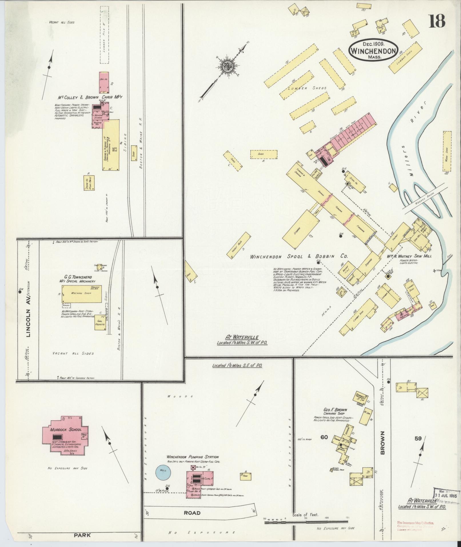 Sanborn Fire Insurance Map from Winchendon, Worcester County, Massachusetts (1909), Sheet #0018 - Complete Map Set gallery image, historic Sanborn map, vintage wall art, Massachusetts Massachusetts