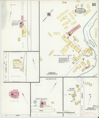 Sanborn Fire Insurance Map from Winchendon, Worcester County, Massachusetts (1909), Sheet #0018 - Complete Map Set gallery image, historic Sanborn map, vintage wall art, Massachusetts Massachusetts