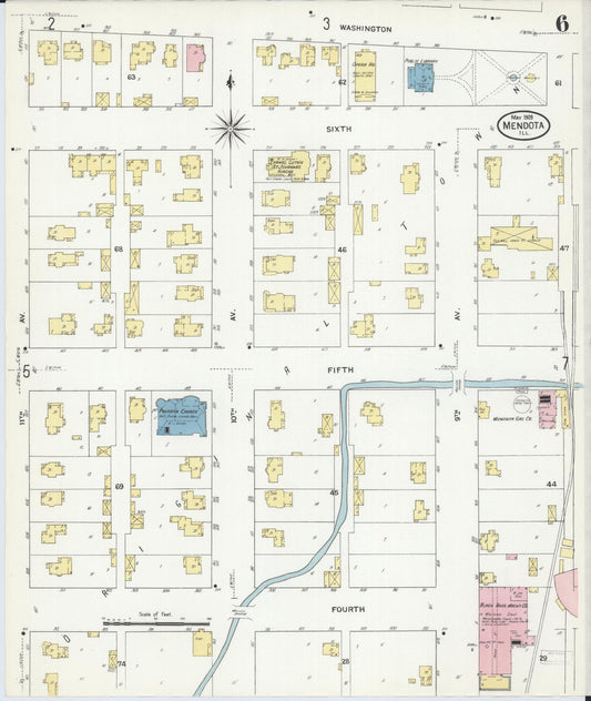Sanborn Fire Insurance Map from Mendota, La Salle County, Illinois (1909), Sheet #0006 - Historic Sanborn Fire Insurance Map Print, vintage old map wall art, antique decor, genealogy gift, Illinois Illinois map