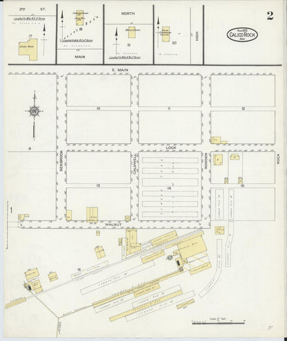 Sanborn Fire Insurance Map from Calico Rock, Izard County, Arkansas (1913), Sheet #0002 - Complete Map Set gallery image, historic Sanborn map, vintage wall art, Arkansas Arkansas