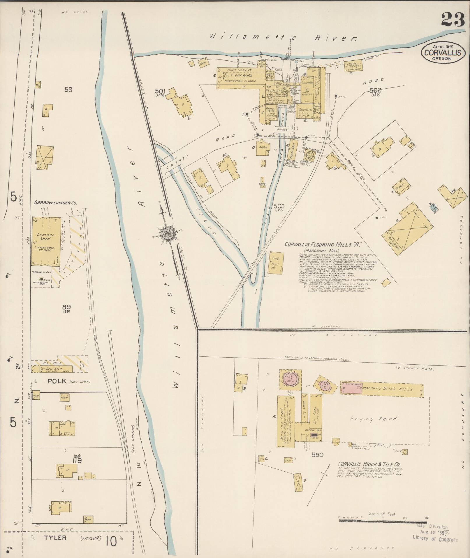 Sanborn Fire Insurance Map from Corvallis, Benton County, Oregon (1912), Sheet #0023 - Historic Sanborn Fire Insurance Map Print, vintage old map wall art, antique decor, genealogy gift, Oregon Oregon map