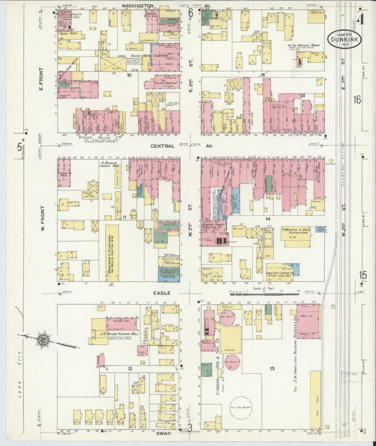 Sanborn Fire Insurance Map from Dunkirk, Chautauqua County, New York (1910), Sheet #0004 - Complete Map Set gallery image, historic Sanborn map, vintage wall art, New York New York