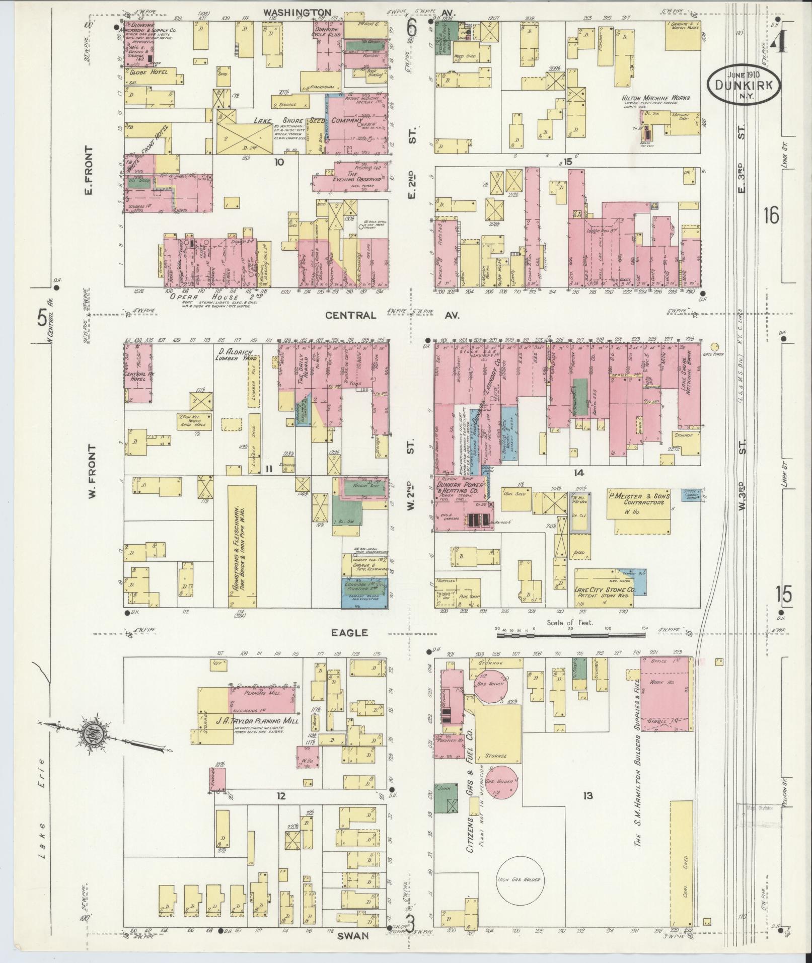 Sanborn Fire Insurance Map from Dunkirk, Chautauqua County, New York (1910), Sheet #0004 - Complete Map Set gallery image, historic Sanborn map, vintage wall art, New York New York