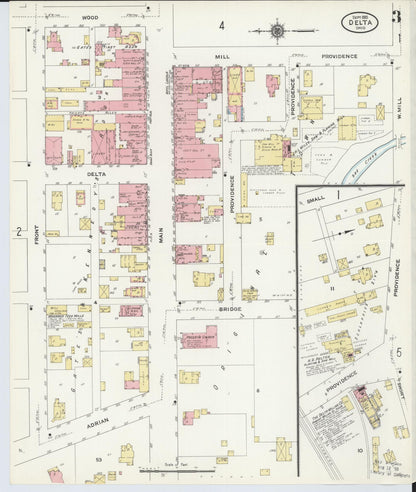 Sanborn Fire Insurance Map from Delta, Fulton County, Ohio (1905), Sheet #0007 - Historic Sanborn Fire Insurance Map Print, vintage old map wall art, antique decor, genealogy gift, Ohio Ohio map