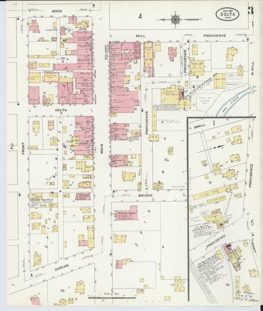 Sanborn Fire Insurance Map from Delta, Fulton County, Ohio (1905), Sheet #0007 - Historic Sanborn Fire Insurance Map Print, vintage old map wall art, antique decor, genealogy gift, Ohio Ohio map