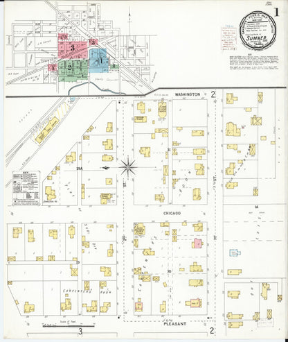 Sanborn Fire Insurance Map from Sumner, Bremer County, Iowa (1900), Sheet #0001 - Historic Sanborn Fire Insurance Map Print, vintage old map wall art