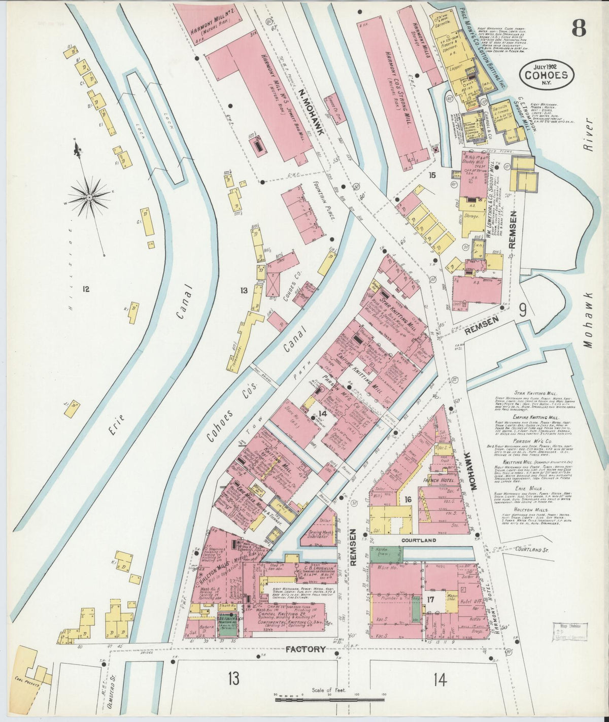Sanborn Fire Insurance Map from Cohoes, Albany County, New York (1902), Sheet #0008 - Historic Sanborn Fire Insurance Map Print, vintage old map wall art, antique decor, genealogy gift, New York New York map