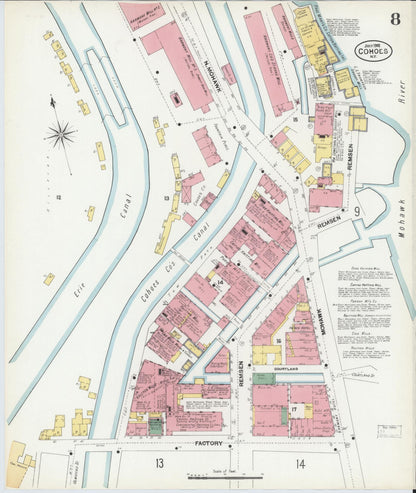 Sanborn Fire Insurance Map from Cohoes, Albany County, New York (1902), Sheet #0008 - Historic Sanborn Fire Insurance Map Print, vintage old map wall art, antique decor, genealogy gift, New York New York map