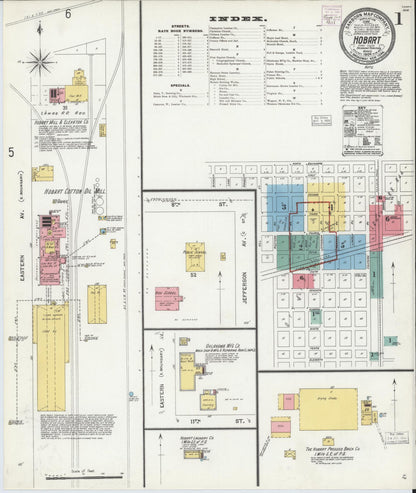 Sanborn Fire Insurance Map from Hobart, Kiowa County, Oklahoma (1904), Sheet #0001 - Complete Map Set gallery image, historic Sanborn map, vintage wall art, Oklahoma Oklahoma