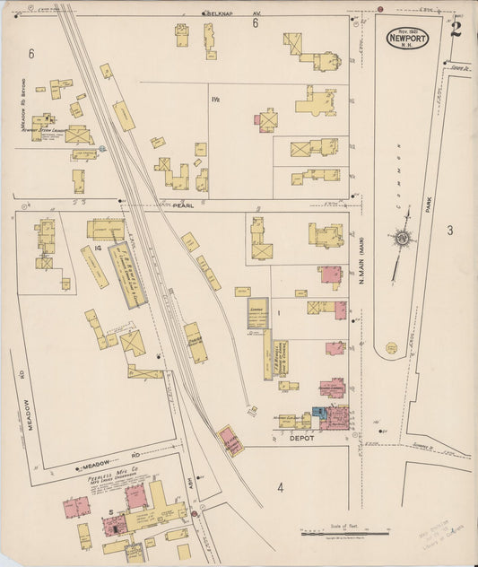 Sanborn Fire Insurance Map from Newport, Sullivan County, New Hampshire (1921), Sheet #0002 - Historic Sanborn Fire Insurance Map Print, vintage old map wall art, antique decor, genealogy gift, New Hampshire New Hampshire map