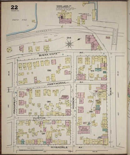 Sanborn Fire Insurance Map from Yonkers, Westchester County, New York (1886), Sheet #0022 - Historic Sanborn Fire Insurance Map Print, vintage old map wall art, antique decor, genealogy gift, New York New York map