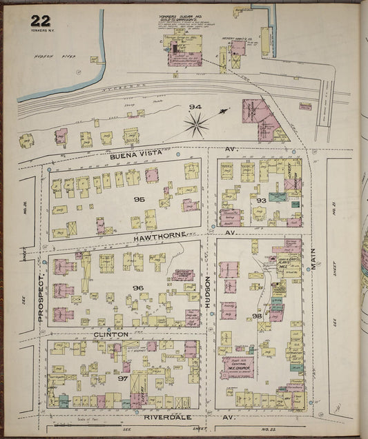 Sanborn Fire Insurance Map from Yonkers, Westchester County, New York (1886), Sheet #0022 - Historic Sanborn Fire Insurance Map Print, vintage old map wall art, antique decor, genealogy gift, New York New York map