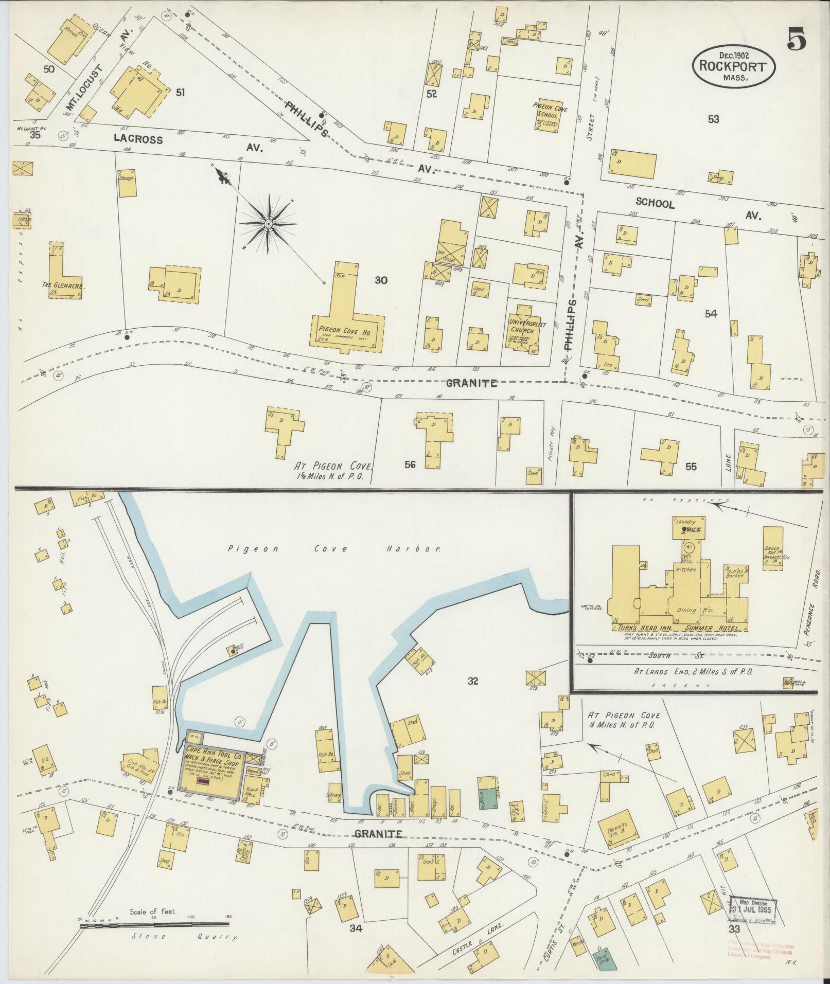 Sanborn Fire Insurance Map from Rockport, Essex County, Massachusetts (1902), Sheet #0005 - Historic Sanborn Fire Insurance Map Print, vintage old map wall art, antique decor, genealogy gift, Massachusetts Massachusetts map