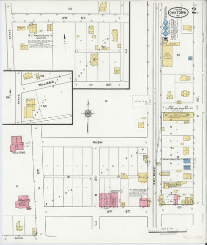 Sanborn Fire Insurance Map from Oaktown, Knox County, Indiana (1921), Sheet #0002 - Historic Sanborn Fire Insurance Map Print, vintage old map wall art, antique decor, genealogy gift, Indiana Indiana map