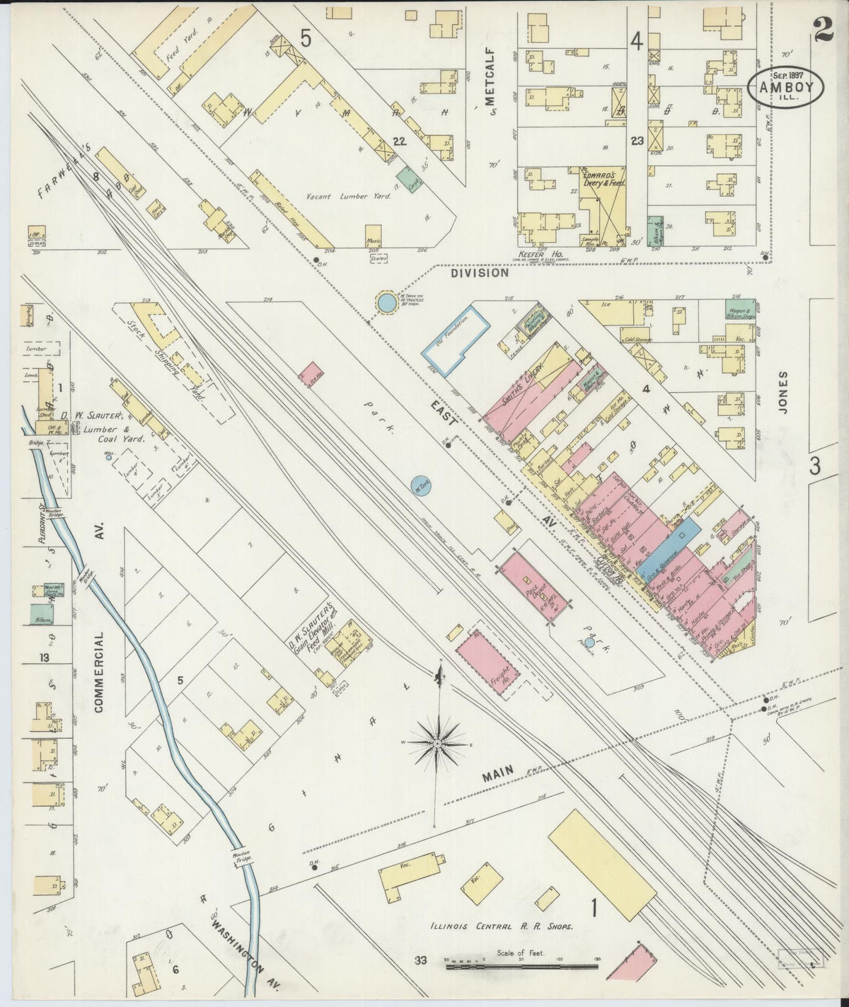 Sanborn Fire Insurance Map from Amboy, Lee County, Illinois (1897), Sheet #0002 - Historic Sanborn Fire Insurance Map Print, vintage old map wall art, antique decor, genealogy gift, Illinois Illinois map