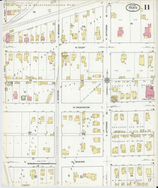 Sanborn Fire Insurance Map from Paris, Edgar County, Illinois (1916), Sheet #0011 - Historic Sanborn Fire Insurance Map Print, vintage old map wall art, antique decor, genealogy gift, Illinois Illinois map
