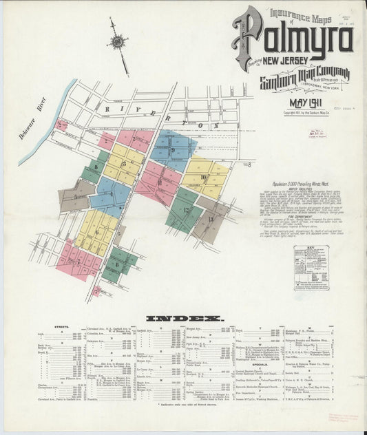 Sanborn Fire Insurance Map from Palmyra, Burlington County, New Jersey. (1911) – Historic Sanborn Fire Insurance Map Print