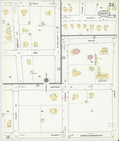 Sanborn Fire Insurance Map from Freeport, Nassau County, New York (1910), Sheet #0024 - Complete Map Set gallery image, historic Sanborn map, vintage wall art, New York New York