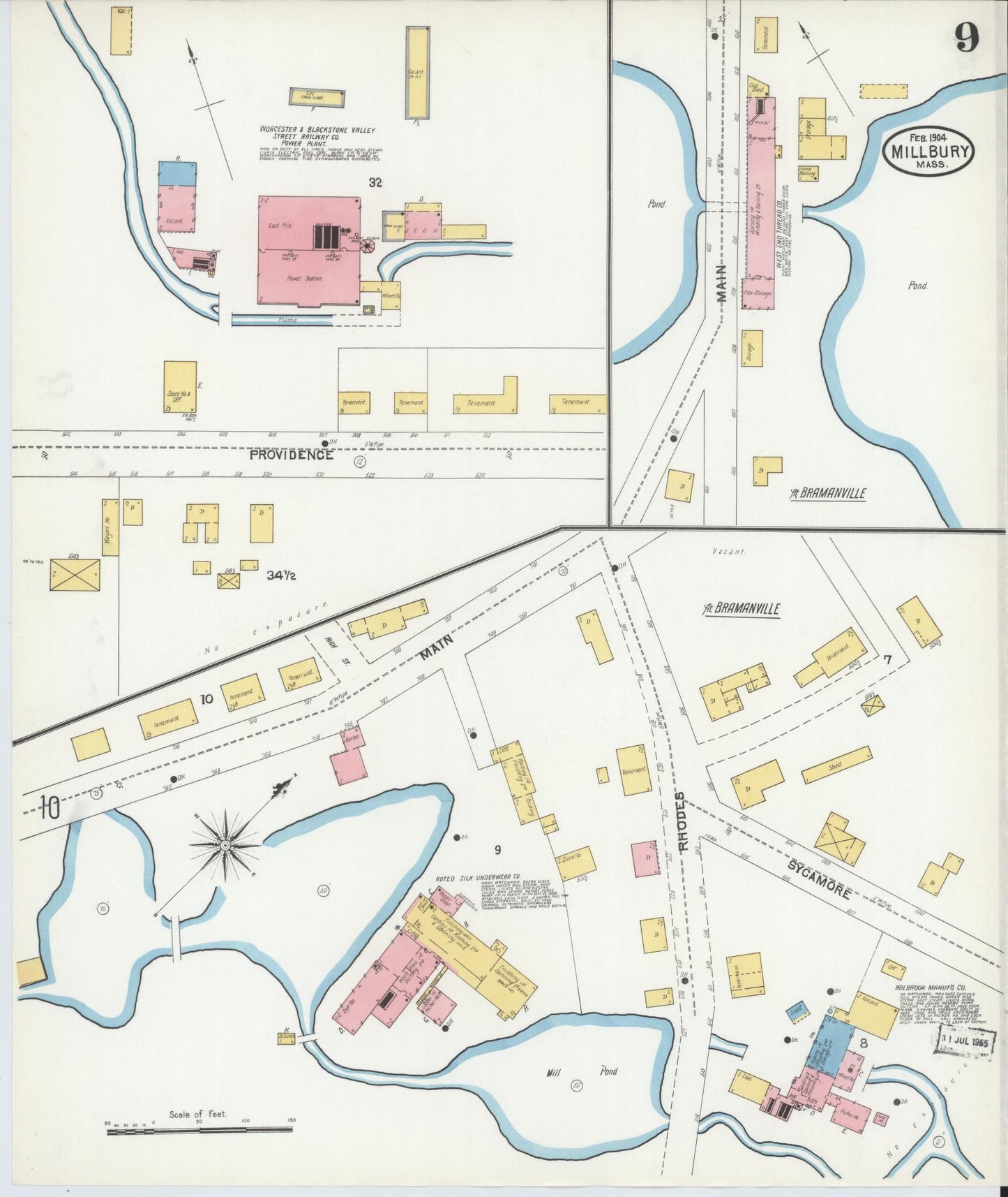 Sanborn Fire Insurance Map from Millbury, Worcester County, Massachusetts (1904), Sheet #0009 - Complete Map Set gallery image, historic Sanborn map, vintage wall art, Massachusetts Massachusetts