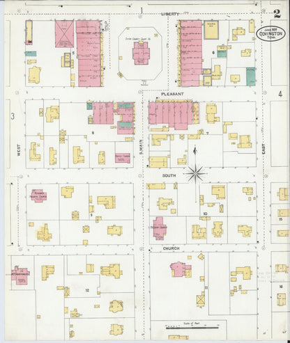Sanborn Fire Insurance Map from Covington, Tipton County, Tennessee (1905), Sheet #0002 - Complete Map Set gallery image, historic Sanborn map, vintage wall art, Tennessee Tennessee