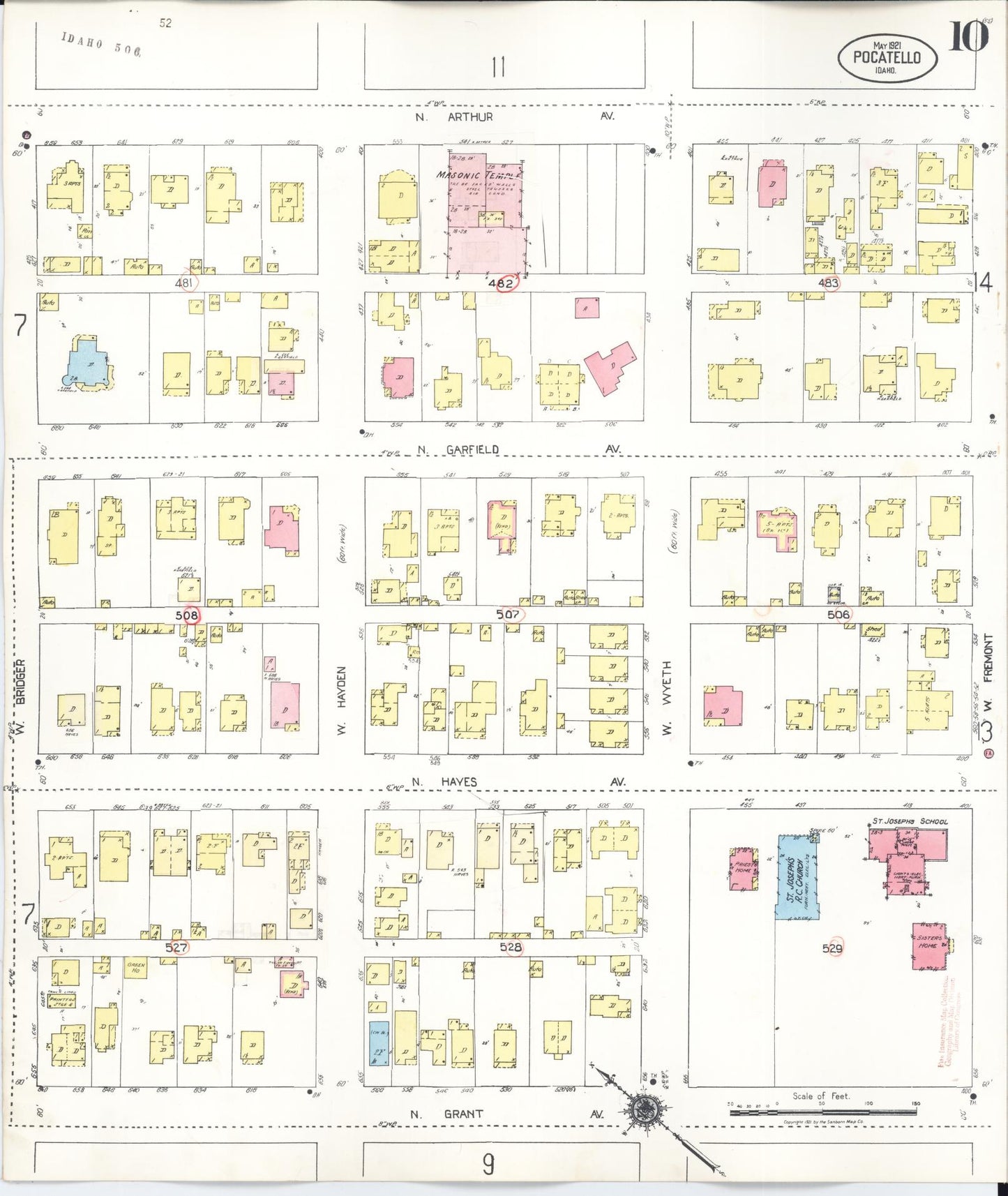 Sanborn Fire Insurance Map from Pocatello, Bannock County, Idaho (1948), Sheet #0010 - Complete Map Set gallery image, historic Sanborn map, vintage wall art, Idaho Idaho