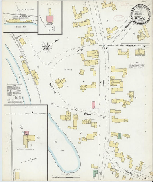 Sanborn Fire Insurance Map from Warner, Sullivan County, New Hampshire. (1899) – Historic Sanborn Fire Insurance Map Print