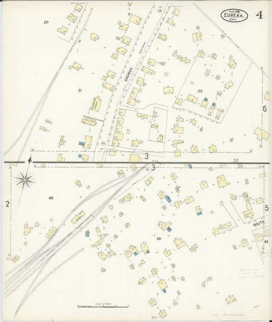 Sanborn Fire Insurance Map from Eureka, Juab County, Utah (1898), Sheet #0004 - Historic Sanborn Fire Insurance Map Print, vintage old map wall art, antique decor, genealogy gift, Utah Utah map