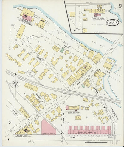 Sanborn Fire Insurance Map from Biddeford, York County, Maine (1896), Sheet #0003 - Complete Map Set gallery image, historic Sanborn map, vintage wall art, Maine Maine