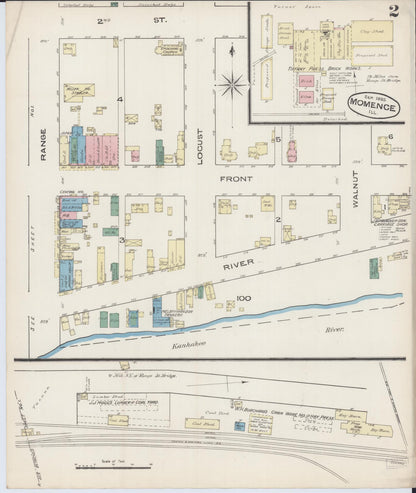 Sanborn Fire Insurance Map from Momence, Kankakee County, Illinois (1885), Sheet #0002 - Historic Sanborn Fire Insurance Map Print, vintage old map wall art, antique decor, genealogy gift, Illinois Illinois map