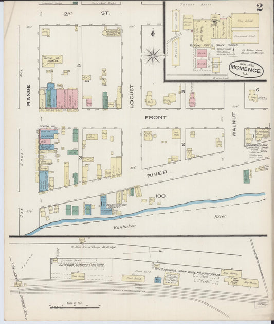Sanborn Fire Insurance Map from Momence, Kankakee County, Illinois (1885), Sheet #0002 - Historic Sanborn Fire Insurance Map Print, vintage old map wall art, antique decor, genealogy gift, Illinois Illinois map