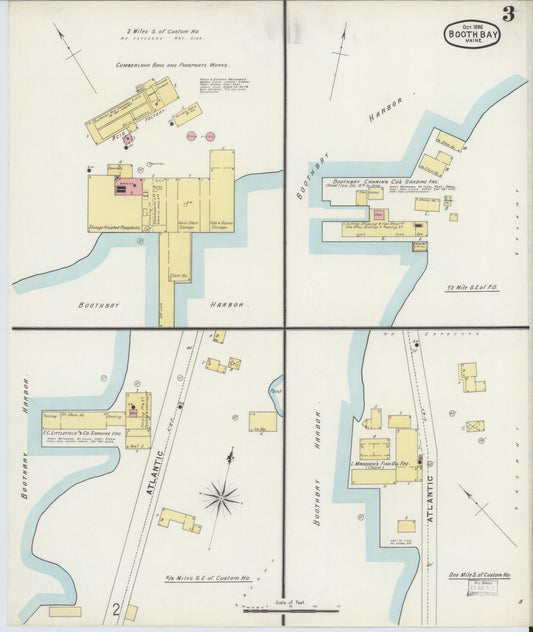 Sanborn Fire Insurance Map from Boothbay, Lincoln County, Maine (1896), Sheet #0003 - Historic Sanborn Fire Insurance Map Print, vintage old map wall art, antique decor, genealogy gift, Maine Maine map