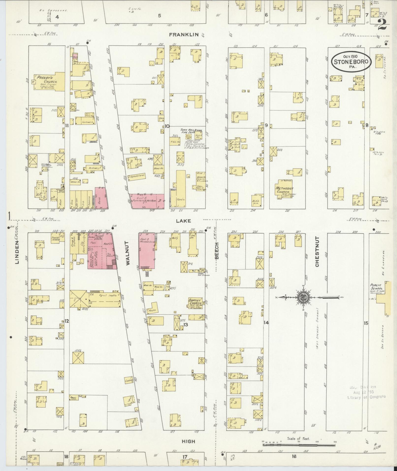 Sanborn Fire Insurance Map from Stoneboro, Mercer County, Pennsylvania (1910), Sheet #0002 - Complete Map Set gallery image, historic Sanborn map, vintage wall art, Pennsylvania Pennsylvania
