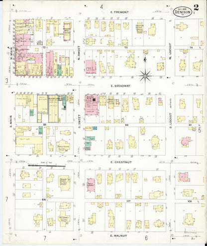 Sanborn Fire Insurance Map from Denison, Crawford County, Iowa (1908), Sheet #0002 - Historic Sanborn Fire Insurance Map Print