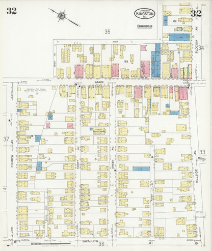 Sanborn Fire Insurance Map from Kingston, Luzerne County, Pennsylvania (1925), Sheet #0032 - Historic Sanborn Fire Insurance Map Print, vintage old map wall art, antique decor, genealogy gift, Pennsylvania Pennsylvania map