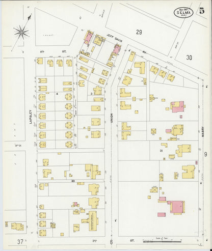 Sanborn Fire Insurance Map from Selma, Dallas County, Alabama (1907), Sheet #0005 - Complete Map Set gallery image, historic Sanborn map, vintage wall art, Alabama Alabama