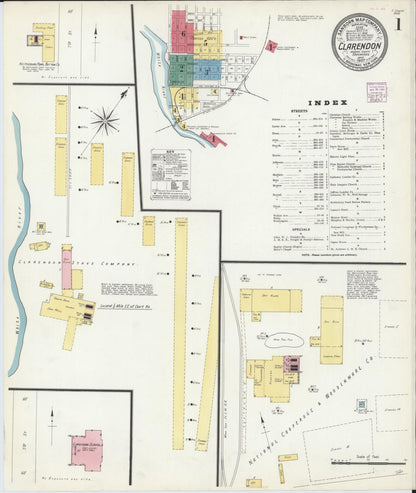 Sanborn Fire Insurance Map from Clarendon, Monroe County, Arkansas (1907), Sheet #0001 - Complete Map Set gallery image, historic Sanborn map, vintage wall art, Arkansas Arkansas