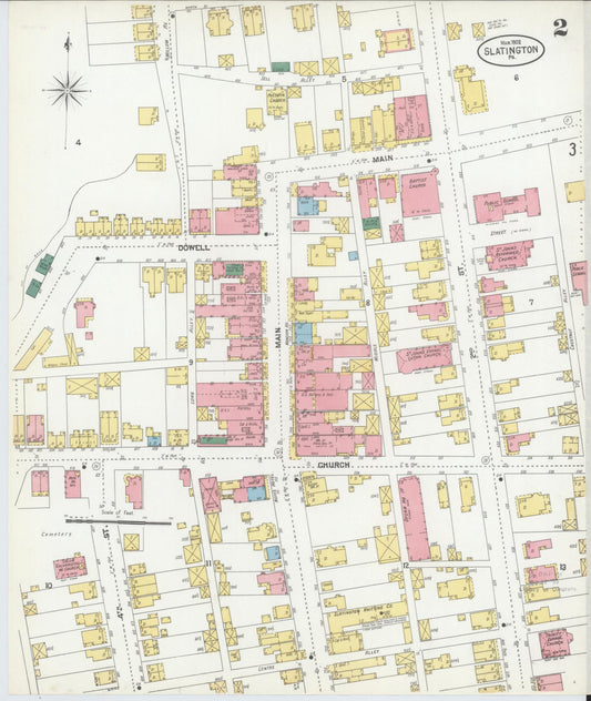 Sanborn Fire Insurance Map from Slatington, Lehigh County, Pennsylvania (1902), Sheet #0002 - Historic Sanborn Fire Insurance Map Print, vintage old map wall art, antique decor, genealogy gift, Pennsylvania Pennsylvania map
