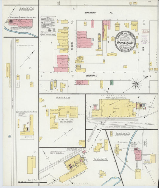 Sanborn Fire Insurance Map from Blacksburg, Cherokee County, South Carolina. (1902) – Historic Sanborn Fire Insurance Map Print