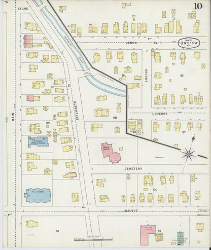 Sanborn Fire Insurance Map from Oneida, Madison County, New York (1895), Sheet #0010 - Historic Sanborn Fire Insurance Map Print, vintage old map wall art, antique decor, genealogy gift, New York New York map