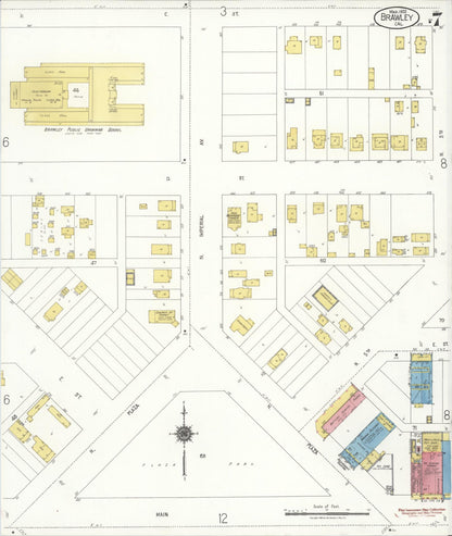 Sanborn Fire Insurance Map from Brawley, Imperial County, California (1922), Sheet #0007 - Historic Sanborn Fire Insurance Map Print, vintage old map wall art, antique decor, genealogy gift, California California map